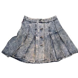 Vintage 1980s Studebaker Alessio Acid Wash Denim Jean Pleated 80s Skirt Sz 11/12